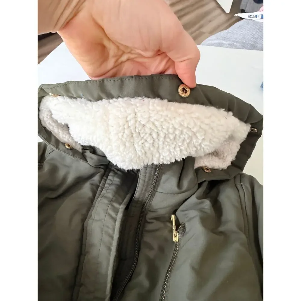 Justice Girls Olive Green Sherpa Lined Winter Parka